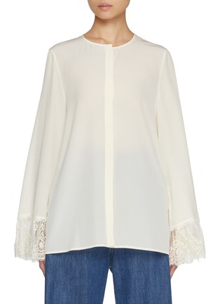 Main View - Click To Enlarge - CHLOÉ - Lace Cuffs Silk Blouse