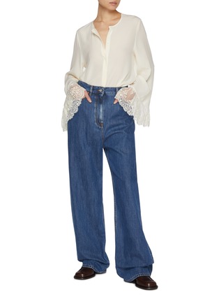 Figure View - Click To Enlarge - CHLOÉ - Lace Cuffs Silk Blouse