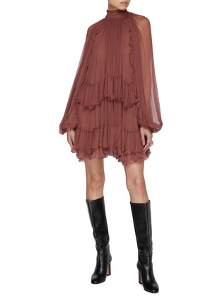 Figure View - Click To Enlarge - CHLOÉ - Ruffle Silk Mousseline Mini Dress