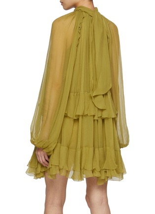 Back View - Click To Enlarge - CHLOÉ - Ruffle Silk Mousseline Mini Dress