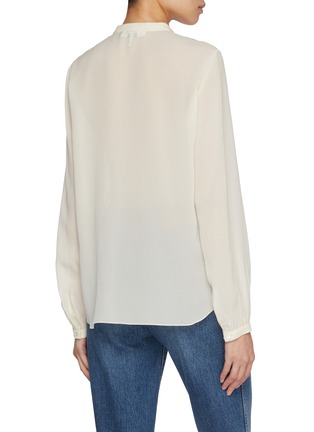 Back View - Click To Enlarge - CHLOÉ - Collarless Lace Silk Georgette Blouse