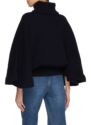 Back View - Click To Enlarge - CHLOÉ - Short Turtleneck Wool Knit Cape Jacket