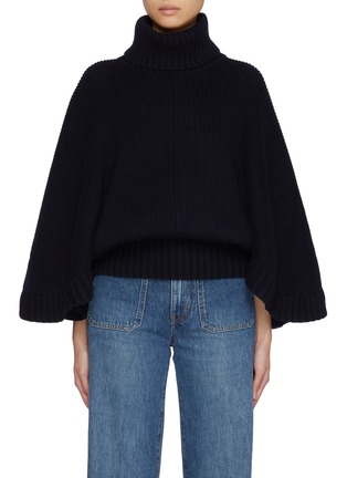 Main View - Click To Enlarge - CHLOÉ - Short Turtleneck Wool Knit Cape Jacket