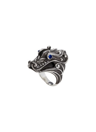 Detail View - Click To Enlarge - JOHN HARDY - Legends Naga Sapphire Reticulated Silver Ring — Size 10