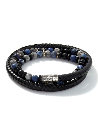 Back View - Click To Enlarge - JOHN HARDY - Classic Chain Sterling Silver Brown Leather Triple Wrap Bracelet — Size UL