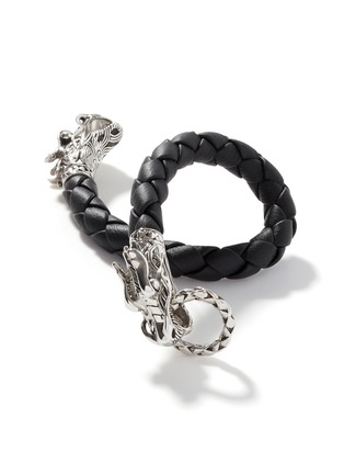 Detail View - Click To Enlarge - JOHN HARDY - Legends Naga Sterling Silver Woven Leather Bracelet — Size US