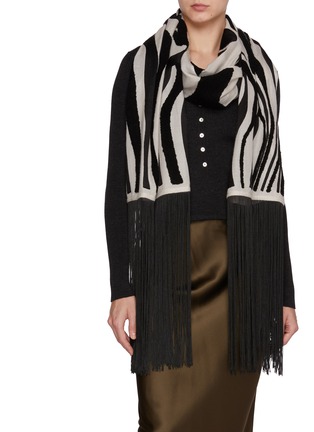 Figure View - Click To Enlarge - JANAVI - Equine Barcode Zebra Print Cashmere Scarf