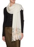 Figure View - Click To Enlarge - JANAVI - Rose With Leaves Merino Wool Scarf