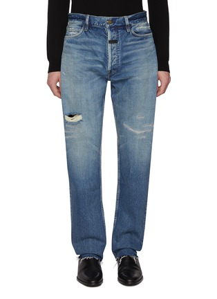 Main View - Click To Enlarge - FEAR OF GOD - Classic 5 Pocket Ripped Straight Leg Denim Jeans