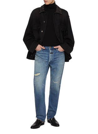 Figure View - Click To Enlarge - FEAR OF GOD - Classic 5 Pocket Ripped Straight Leg Denim Jeans