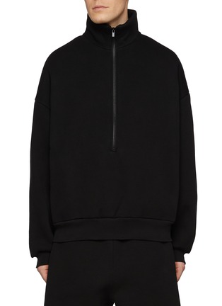 Main View - Click To Enlarge - FEAR OF GOD - Stand Collar Half Zip Cotton Blend Sweater