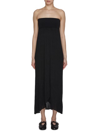 Front View - Click To Enlarge - ALAÏA - Strapless Pleated Front Slit Dress