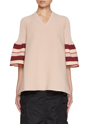 Main View - Click To Enlarge - CFCL - Striped Sleeve Flared Top