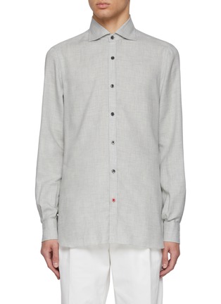 Main View - Click To Enlarge - ISAIA - Spread Collar Cotton Cashmere Shirt