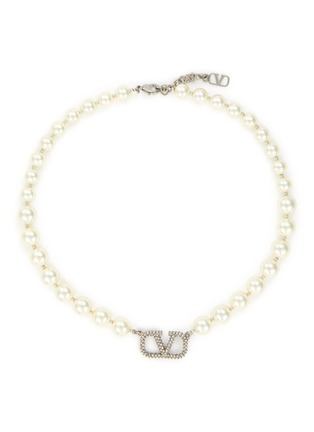 Main View - Click To Enlarge - VALENTINO GARAVANI - VLogo Signature Swarvoski Pearl Crystal Necklace