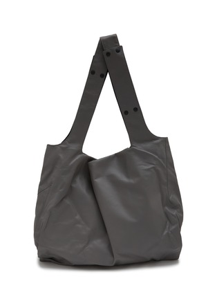 Main View - Click To Enlarge - DISCORD YOHJI YAMAMOTO - Large Leather Drum Dyed Leather Reversible Tote Bag