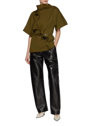 Figure View - Click To Enlarge - BOTTEGA VENETA - Round Leg Leather Trousers