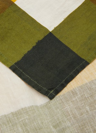 Detail View - Click To Enlarge - SUMMERILL & BISHOP - Gingham Linen Tablecloth — Mustard Yellow/Avocado Green