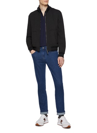 Figure View - Click To Enlarge - CANALI - Long Sleeve Zip Polo Shirt