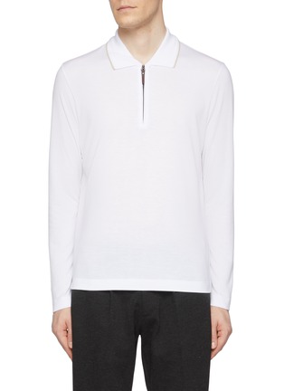 Main View - Click To Enlarge - CANALI - Long Sleeve Zip Polo Shirt