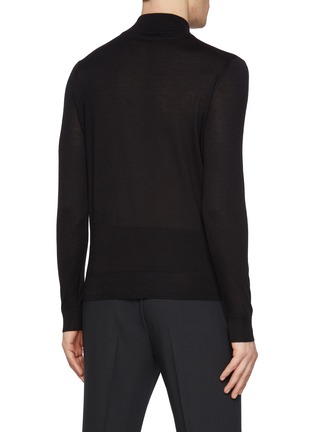 Back View - Click To Enlarge - CANALI - Half Zip High Neck Cashmere-Wool-Silk Sweater