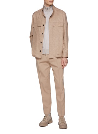 Figure View - Click To Enlarge - ZEGNA - Stand Collar Zip Up Cashseta Cashmere Silk Jacket