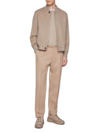 Figure View - Click To Enlarge - ZEGNA - Pleated Cotton Wool Trousers