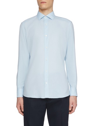 Main View - Click To Enlarge - ZEGNA - Spread Collar Cotton Cashmere Shirt