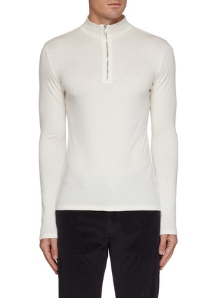 Main View - Click To Enlarge - ZEGNA - Oasi Mock Neck Half Zip Cashmere Sweater