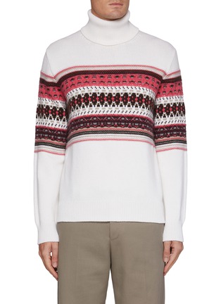 Main View - Click To Enlarge - ZEGNA - Jacquard Centre Turtleneck Cashmere Sweater