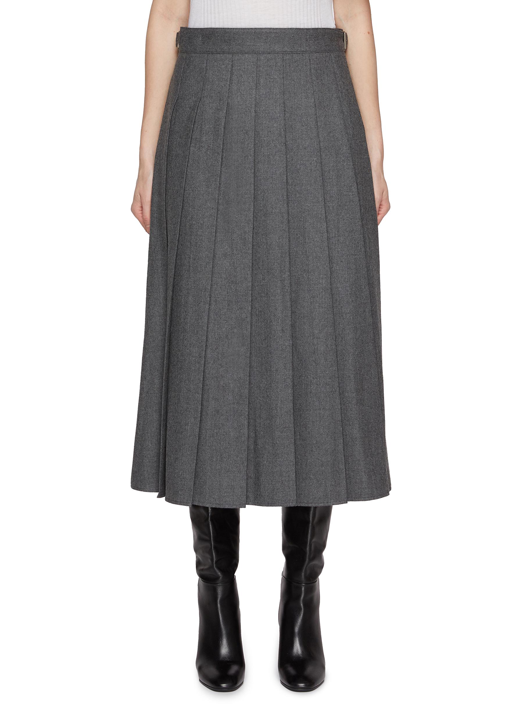 Long wool pleated skirt hotsell