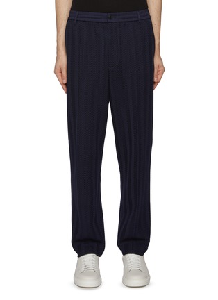 Main View - Click To Enlarge - MISSONI - Tonal Chevron Straight Leg Cotton Blend Trousers