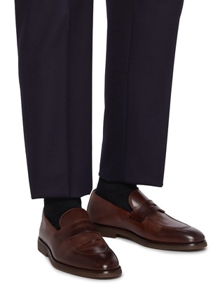 Figure View - Click To Enlarge - BRUNELLO CUCINELLI - Semi Polished Leather Penny Loafers