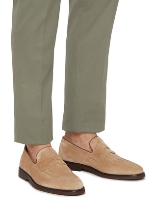 Figure View - Click To Enlarge - BRUNELLO CUCINELLI - Semi Polished Suede Penny Loafers