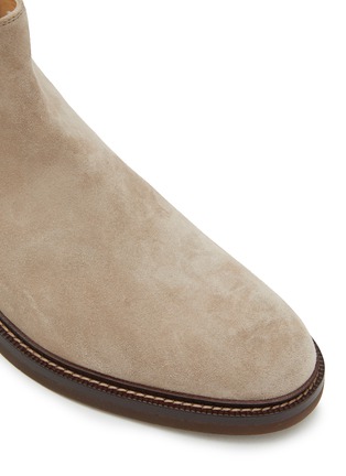 Detail View - Click To Enlarge - BRUNELLO CUCINELLI - Camoscio Scrivente Suede Chelsea Ankle Boots