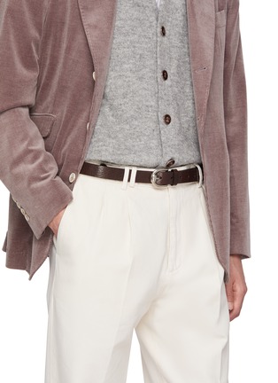 Figure View - Click To Enlarge - BRUNELLO CUCINELLI - Oval Frame Buckle Pull-up leather Belt