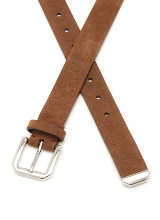 Detail View - Click To Enlarge - BRUNELLO CUCINELLI - Clip Corner Frame Buckle Suede Belt