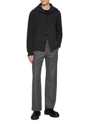 Figure View - Click To Enlarge - BOTTEGA VENETA - Intrecciato Button Folded Collar Wool Cardigan