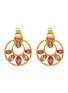 LANE CRAWFORD VINTAGE ACCESSORIES Gold Tone Pink Diamante Clip On Hoop Earrings