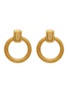 LANE CRAWFORD VINTAGE ACCESSORIES Monet Gold Toned Hamered Front Facing Hoop Clip On Earrings