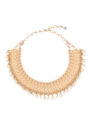 Main View - Click To Enlarge - LANE CRAWFORD VINTAGE ACCESSORIES - Gold Tone Crystal and Faux Pearl Necklace