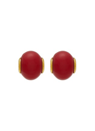 Main View - Click To Enlarge - LANE CRAWFORD VINTAGE ACCESSORIES - Gold Tone Red Dome Clip On Earrings