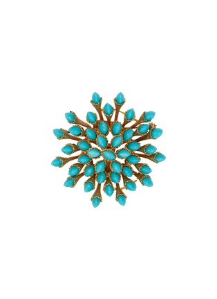 Main View - Click To Enlarge - LANE CRAWFORD VINTAGE ACCESSORIES - Gold Tone Faux Turquoise Brooch