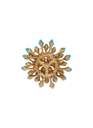 Figure View - Click To Enlarge - LANE CRAWFORD VINTAGE ACCESSORIES - Gold Tone Faux Turquoise Brooch