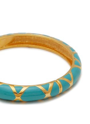 Detail View - Click To Enlarge - LANE CRAWFORD VINTAGE ACCESSORIES - Gold Tone Turquoise Enamel Clamper Bracelet