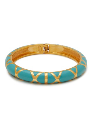 Main View - Click To Enlarge - LANE CRAWFORD VINTAGE ACCESSORIES - Gold Tone Turquoise Enamel Clamper Bracelet