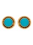 LANE CRAWFORD VINTAGE ACCESSORIES Castlecliff Gold Toned Inlaid Faux Turquoise Clip On Earrings