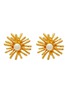 LANE CRAWFORD VINTAGE ACCESSORIES Pato Gold Toned Flowers Pearl Clip On Earrings
