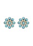 Main View - Click To Enlarge - LANE CRAWFORD VINTAGE ACCESSORIES - Silver Tone Diamante Blue Diamante Flower Cip On Earrings