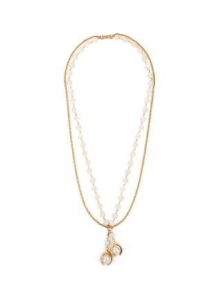 Main View - Click To Enlarge - LANE CRAWFORD VINTAGE ACCESSORIES - Gold Tone Faux Pearl Necklace